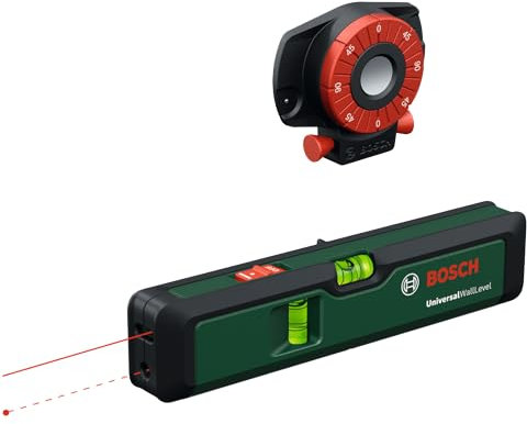 Bosch nivel de burbuja láser UniversalWallLevel (nivel de burbuja, nivel láser para una alineación sencilla en paredes, puntero láser para transferencia de alturas, en caja del comercio electrónico)