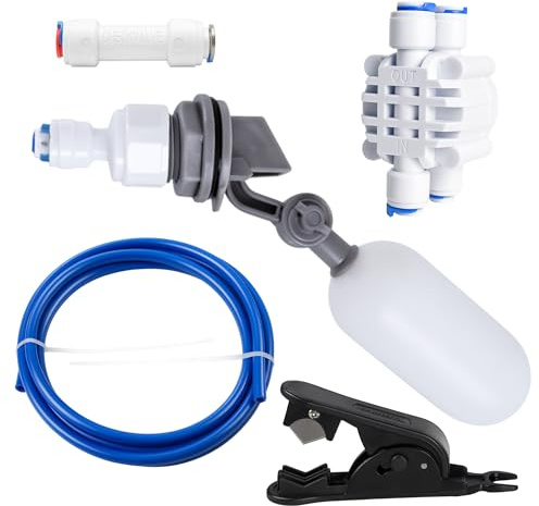 AQUEFY RO/DI Float Valve Kit for Reef Tank & Aquarium ATO – Auto Top Off System for Reverse Osmosis – Includes Shut-Off Valve, Float and check Valves, Tubing & Cutter
