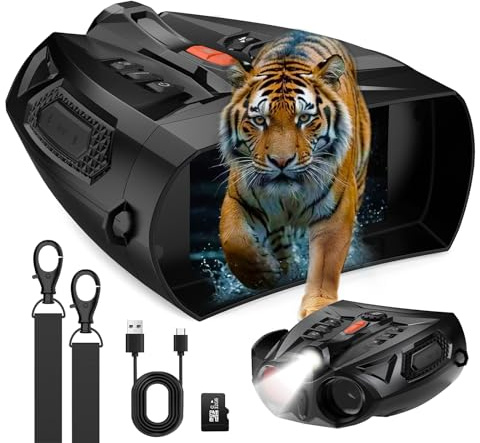 Night Vision Goggles, 4K Night Vision Binoculars, 4 HD Screen, 10X Zoom, 800M Range, 5000mAh Battery, 32GB Memory Card, Night Vision Scope for Hunting, Camping, Security, etc.