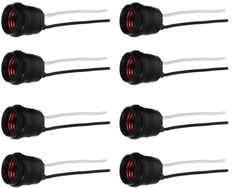 Gadpiparty Lot de 8 douilles de lampe d'extérieur en caoutchouc noir avec protection de fil souple pour ampoules suspendues, base à visser pour usage domestique et commercial