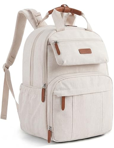 Mommore Mochila con cambiador, gran bolsa expandible para 2 niños/gemelos, bolsa para niños resistente con cambiador, mochila de viaje impermeable para mamá y papá, Beige., 29 x 22 x 41.5 cm