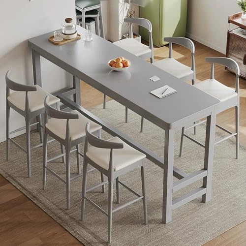 Rektangulära Bartabeller, Modern Mat- och Köksbord Mellan Århundradet, Tjocklek på Massivt Trä Bordplatta 5cm, Barhöjd Bord, För Hemkontor Arbetsplats(Gray,140x40x105cm/55x16x41in)