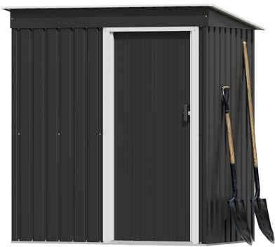 Devoko Casetta in metallo 151 x 77 x 182 cm (2,1 m³), piccola casetta in metallo con telaio in acciaio zincato, inclusi guanti, porta scorrevole, tetto spiovente, capanno da giardino, antracite