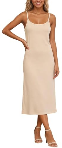 Women's Full Slips, Soft Slinky Petticoat Ladies Long Nightdress Basic Underskirt for Women with Adjustable Straps