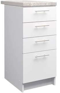 JD Greta Fixed Height 400mm Kitchen Drawer Base Cabinet Floor Unit with 38mm Worktop – White Matt