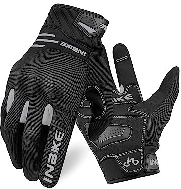 INBIKE Guanti da Moto Uomo Estivi ProtezioneTouchscreen per Corse in Motocicletta per Bici Arrampicata Ciclismo e Altri Sport All'aperto（Grigio,M）