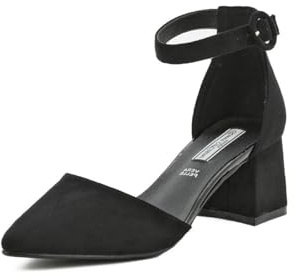 QUEEN HELENA Escarpins Femme avec Bride Talon Moyen Bout Fermé Confortables Élégants Légers Décontractés ZM7001 Noir 41