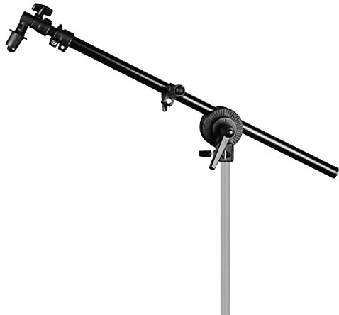 soonpho Reflektorhalter Ausziehbarer Auslegerarm 66-170cm, Aluminium Reflektorhalter mit 360 Grad Drehung, Schwarz, Extendable Reflector Holder für Fotostudio Lichtstativ