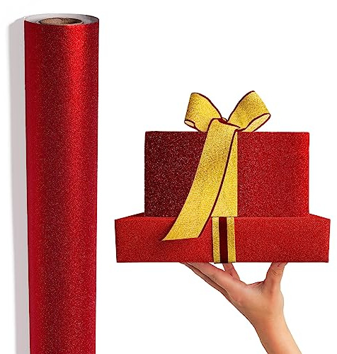 ZYOOO 43cm X 10m Rouleau Papier Cadeau Anniversaire Rouge pour l'emballage de cadeaux Mère,Petite amie,Femme