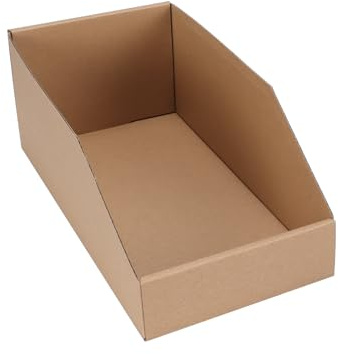 EXYGLO Cardboard Storage Bins 35 Pack, 12x6x4.5 Inch Cardboard Boxes, Corrugated Organizer Bins for Pantry, Shelves, Garage, Office, Shop, Brown