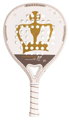 Black Crown – Padelracket för Hurricane 3.0 - 38 mm dubbelrörsram Air, Fiberflez-kärna, SC vitt EVA-gummi - effekt 40 %, kontroll 60 % - avancerad nivå