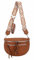 ITALYSHOP24 Damen Tasche Umhängetasche Brusttasche Muster Gürtel Bauchtasche Crossbody Gürteltasche Hüfttasche Crossover Bodybag Schultertasche Handytasche Leder Optik Cognac.M