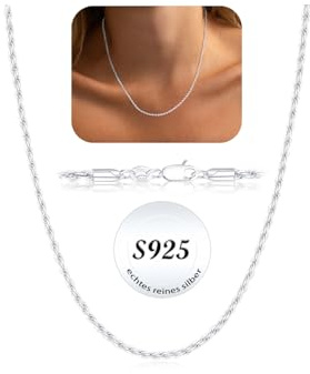 ZOERAY Cadena Plata Mujer Collar Plata de Ley 925 Sin Colgante 1,5/2/3mm Ancho Gargantilla Plata Largos Collares de Cuerda Joyería Regalos Originales Navidad Cumpleaños para Mujer 40/45/50/55CM
