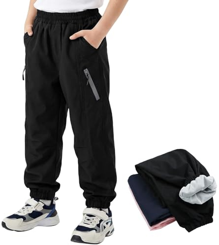 Domueay Pantaloni da Trekking Impermeabili per Ragazzi Ragazze, 7-14 Anni | Antivento Leggeri Pantalone con Fodera a Rete, Bambini Abbigliamento per Hiking Pioggia Montagna Escursionismo Vacanze Sport