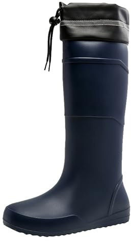 Generisch Bottes noires hautes en caoutchouc pour homme - Bottes de pêche hautes - Antidérapantes - Bottes en caoutchouc imperméables à tige longue - Bottes légères et confortables à enfiler