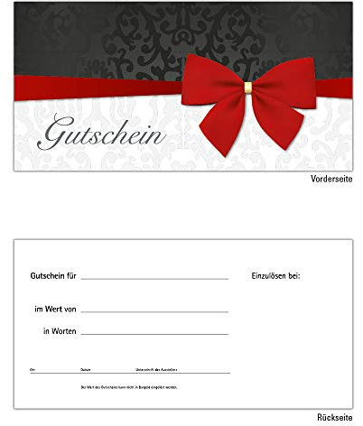 100 Gutscheine Gutscheinkarten Geschenkgutscheine – edel neutral Schleife Rot