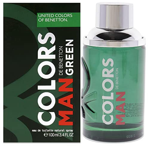 Benetton - Green from United Colors, Eau de Toilette Spray pour Homme, Parfum Boisé aux Agrumes, Bergamote, Coriandre et Vétiver - 100 ml