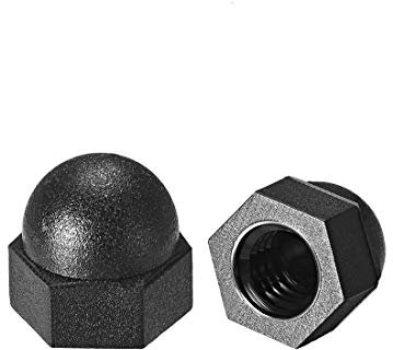 sourcing map Acorn Hex Cap Nuts - 10Pcs M5 Dome Nuts Nylon Hexagon Decorative Cap Nut for Screws Bolts Black