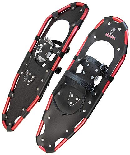 ALPIDEX Schneeschuhe Aluminium Rahmen Damen Herren ab Schuhgröße 36 bis 135 kg Ratschenbindung Tragetasche, Farbe:Black/Red 30