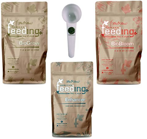 Green House Feeding Powder Starter Kit Bio 3 x 125 g Bloom Grow Enhancer Grow Dünger Pulver + IG Messlöffel