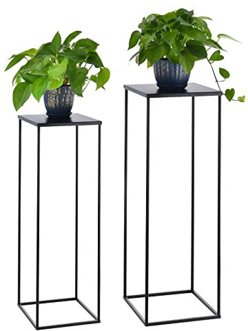 VINCIGANT Blumenständer Metall 2er Set Schwarz 68cm&78cm Hoch Blumenständer Metall Schwarz Stabil & Pflegeleicht für die Dekoration in Wohnzimmer Schlafzimmer oder Büro Draußen & Innen