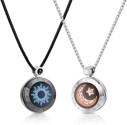 TOTWOO Collana per Coppia - Girocollo Lunga in Acciaio Inossidabile, Tattili Vibranti, Impermeabile e Regolabile - Regalo per l'Anniversario, Ideale per Donna e Uomo