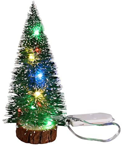 Decorazioni natalizie, albero di Natale in miniatura con luci a LED Mini alberi di sisal artificiali Ornamenti da tavolo di Natale 30 cm