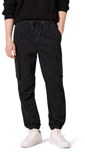 Amazon Essentials Pantaloni Jogger Cargo con Coulisse in Vita dalla vestibilità Standard Uomo, Nero, M