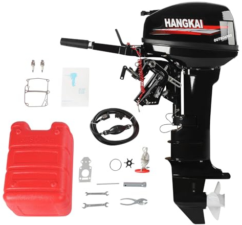 COFECO Hangkai 18HP Outboard Motor, 2 Stroke Heavy Duty Fishing Boat Engine with CDI Ignition System, 246CC Long Shaft Engine Water Cooling System for Fishery, Aquaculture(Long Shaft)