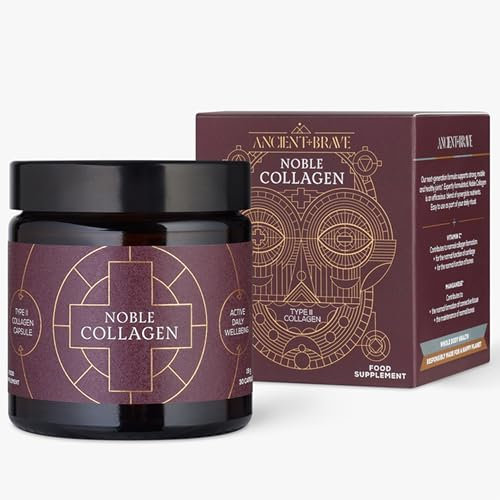 Ancient + Brave - Noble Collagen - Colágeno Tipo 2 en Cápsulas para Articulaciones, Huesos y Ligamentos - Colágeno con Vitamina C, Boswellia Serrata y Manganeso - Sin Gluten ni Soja - 30 Cápsulas
