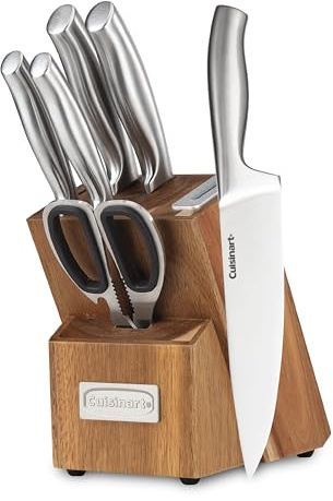 Cuisinart 7 Pc Stainless Steel Essentials Cutlery Block Set with Built in Sharpener