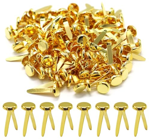 110Pcs Gold Split Pins, Scrapbooking Brads Split Pins, 8 x 18 mm Metal Paper Fasteners Mini Brads, Round Scrapbooking Brads Split Pins for Paper Craft DIY Stamping Scrapbook Office Household Supplies