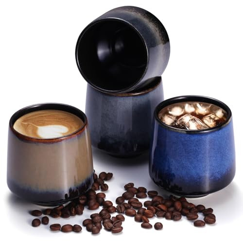 Lot de 4 tasses à cappuccino - 220 ml - En porcelaine de qualité supérieure - Élégantes et modernes - Fabriquées à la main - Passe au lave-vaisselle