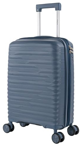 ITACA - Trolley Bagaglio A Mano 55x40x20 leggero rigido con ruote girevoli ideale per viaggi in cabina Valigia Bagaglio A Mano compatibile Ryanair. Lucchetto a Combinazione. Estensibile, Marino