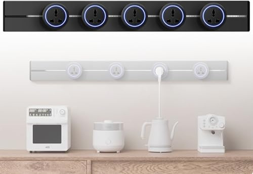 Genérico Regleta De Enchufes, Regleta De Enchufes De Pared 8000W, Riel De Enchufes con 2-5 Enchufes Universales, Extensión Multienchufe, para Cocina, Sala De Estar(Negro,100cm)