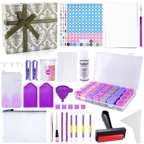 WUSUPU Diamond Painting Kit Completo,Contenedores de Almacenamiento de Pintura de Diamante,Diamond Painting Accesorios,Caja de Bordado de Diamantes,Manualidades Pintura de Diamantes 5d Para Adultos