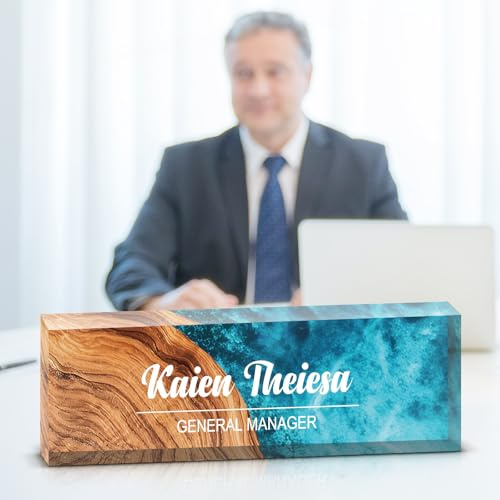 Placa de nombre de escritorio de acrílico personalizada, montaje sobre la mesa, decoración de oficina multipropósito, ideal para jefe, enfermera, maestro, regalo de aprecio para empleados (Estilo 8)
