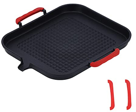 Tbest Plaque de Gril Antiadhésive Portable, Plaque de Cuisson Multifonction pour la Maison, le Restaurant et l'extérieur (Plat de cuisson à induction diamant à double)