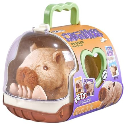 ZYHARUKO Electric Pet Plush Animal Dolls Toy With Sound Soft Plush Toy For Children Pet Raise Animal For Preschool Kids Electric Capybara (Brown)