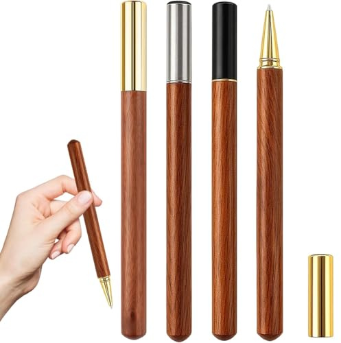4 Stück Holz Tintenroller, Kugelschreiber Hochwertig, Kugelschreiber, Gelstifte, Kulischreiber, Kulischreiber, Gelschreiber, Ideal für Büro, Schule, Schreiben und Zeichnen für Kinder und Erwachsene