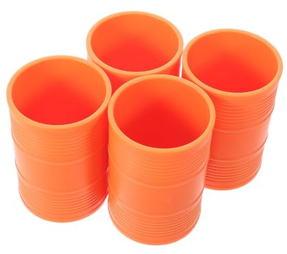 GALPADA Vasos para Dados de Fiesta 4 Piezas Cubilete de Dados Vacío de Plástico Naranja en Forma de Barril de Aceite Accesorios para Juegos de Mesa Karaoke y Actividades Interactivas