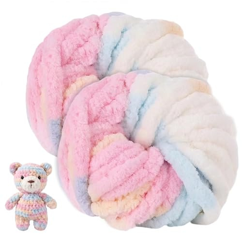 2 Pack Chunky Wool Yarn,250g Chenille Super Soft Fluffy Velvet Chunky Yarn