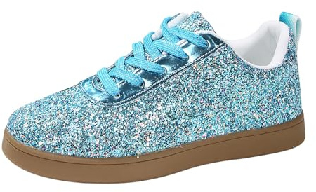 Glitterskor dam paljetter sneakers platta promenadskor bekväma fritidsskor löparskor färgglada sneakers halkfria joggingskor lediga löparskor snörning damskor partyskor