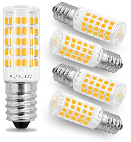 ZHENMING, E14, LED, varmvit, 12 V, 4 W. ersätter 40 W halogenlampa, 3 000 K, inte dimbara, lågspänning, kandelaber, lampor, 5-pack (återanvändbar)