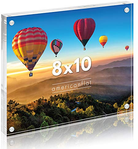 Americanflat Portarretratos acrílico de 8 x 10 pulgadas, marcos de doble cara con esquinas magnéticas, marcos acrílicos transparentes para escritorio o mesa, marco de fotos de 8 x 10 pulgadas con paño