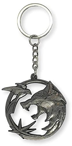 Pyramid International The Witcher Schlüsselanhänger (Wolf, Schwalbe und Stern), 3D-Metall, 4,5 x 6 cm, offizielles Produkt, Schwarz, Schwarz, 6 cm, Charm