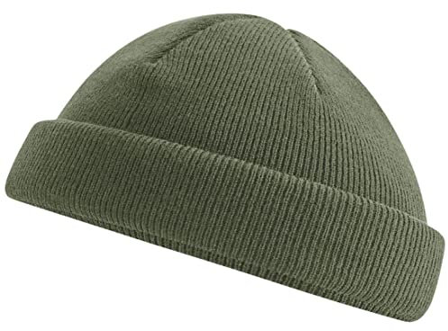 Roughtex Fisherman Beanie kurz – Fischermütze für Herren & Damen aus recyceltem Polyester, Gerippter Feinstrick, Einheitsgröße Oliv