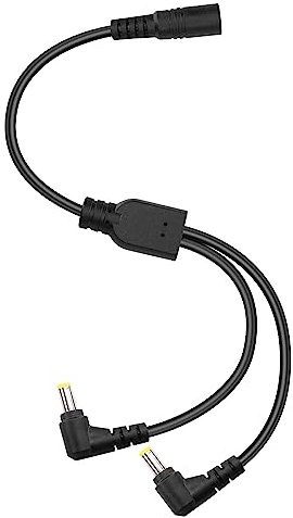 GINTOOYUN DC5525 Y-Verteilerkabel 18AWG DC 5.5mm X 2.5mm gerade Buchse auf doppeltes rechtwinkliges 90 Grad DC 5.5mm X 2.5mm männliches Verlängerungskabel für Kameras, Laptops, Router, etc(27.5Inch)