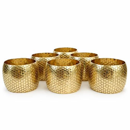 ASTER HOME - Servilleteros Dorados con Motivos Geométricos de Latón - Anillos para Servilletas Elegantes para Mesa Comedor Cocina - Servilleteros Decorativos Modernos (10)