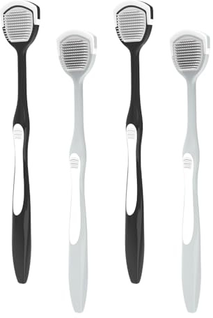 Colincie Tongue Cleaner, Tongue Brush, Tongue Scraper for Oral Hygiene, Clean Tongue, Reduce Bad Breath and Make Our Breath Fresher Black,Gray Pack of 4 (Black,Gray)